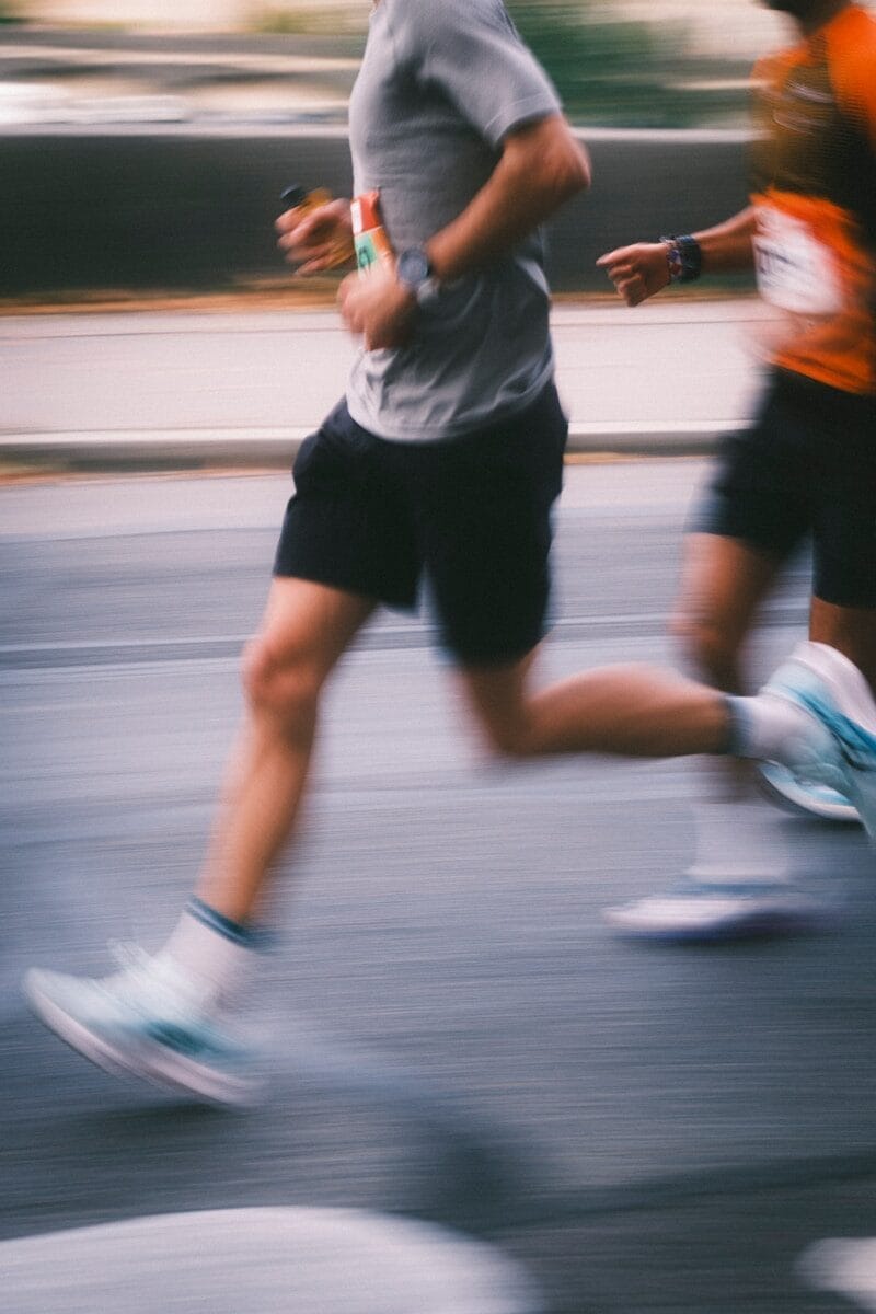 Runners in a race with motion blur